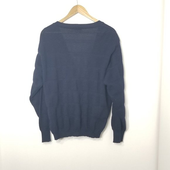 Vintage Giuliano Tricot Navy Grandpa Wool Blend Knit Cozy Cardigan Made In Italy - Picture 7 of 10
